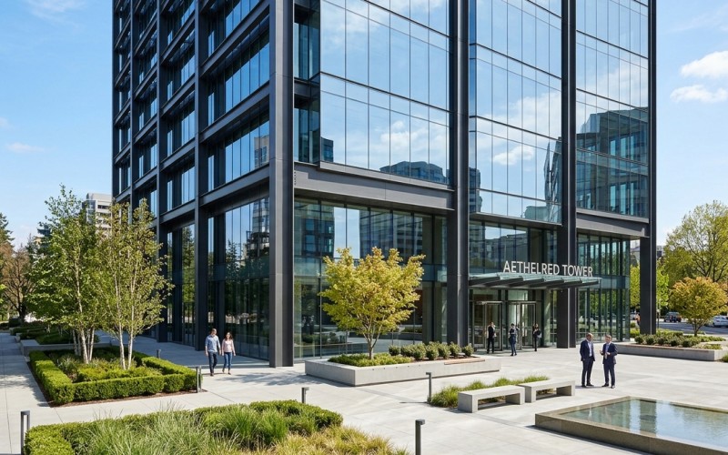 Modern commercial office building architectural facade